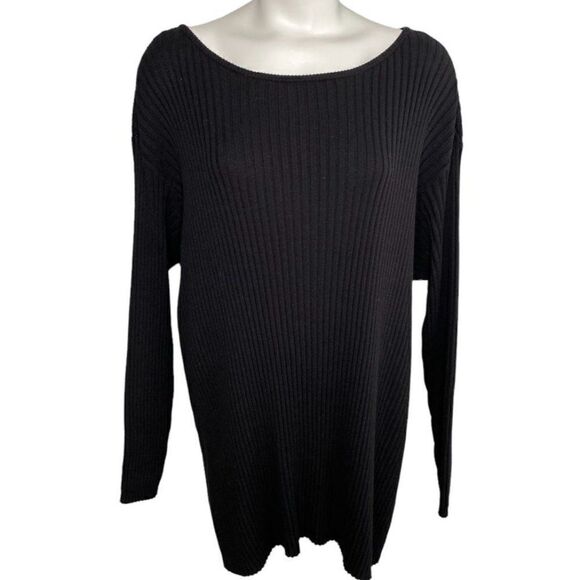 Jessica Simpson Sweater Top Women's 3X Black Hi-Low Pullover‎ Side-Slit NEW - Picture 1 of 12